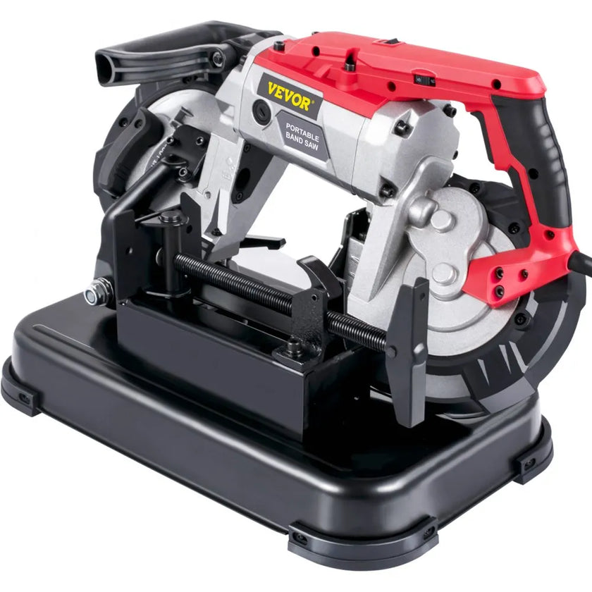 VEVOR Portable Band Saw, 110V Removable Alloy Steel Base Cordless Band Saw, 5 Inch Cutting Capacity Hand held Band Saw,Variable Speed Portable Bandsaw, 10Amp Motor Deep Cut Band saw for Metal Wood