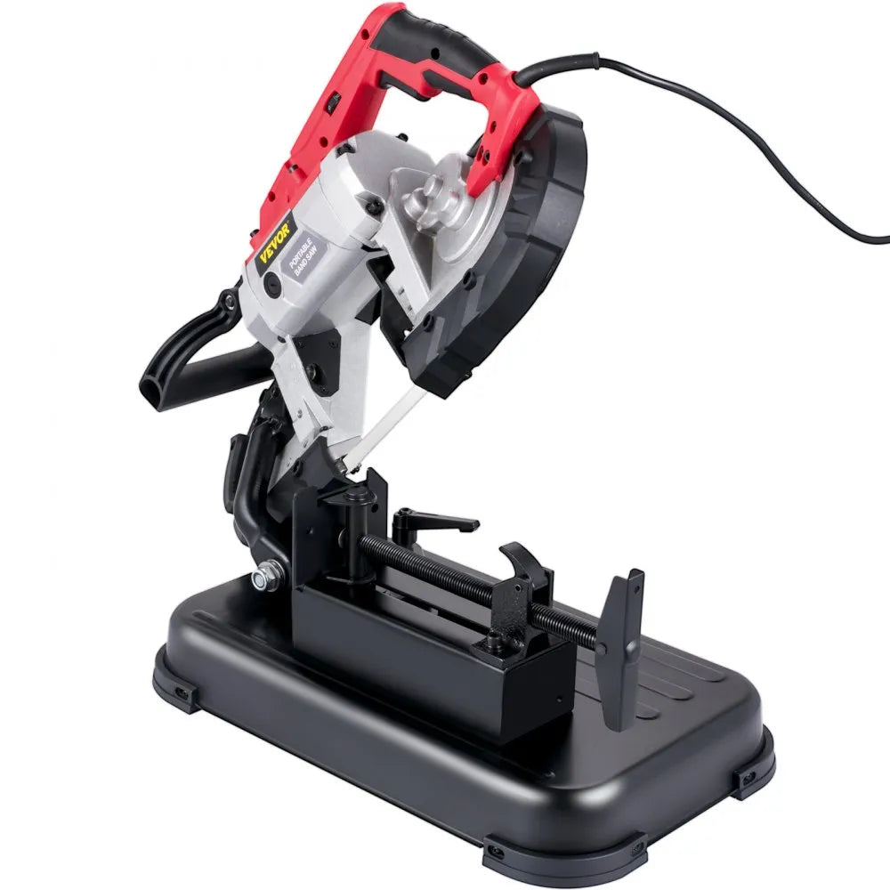 VEVOR Portable Band Saw, 110V Removable Alloy Steel Base Cordless Band Saw, 5 Inch Cutting Capacity Hand held Band Saw,Variable Speed Portable Bandsaw, 10Amp Motor Deep Cut Band saw for Metal Wood