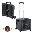 VEVOR Foldable Utility Cart, 80 lbs Load Capacity, Folding Portable Rolling Crate Handcart with Durable Heavy Duty Telescoping Handle and 2 Wheels for Travel Shopping Moving Luggage Office Use, Black