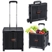 VEVOR Foldable Utility Cart, 80 lbs Load Capacity, Folding Portable Rolling Crate Handcart with Durable Heavy Duty Telescoping Handle and 2 Wheels for Travel Shopping Moving Luggage Office Use, Black