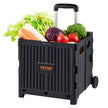 VEVOR Foldable Utility Cart, 80 lbs Load Capacity, Folding Portable Rolling Crate Handcart with Durable Heavy Duty Telescoping Handle and 2 Wheels for Travel Shopping Moving Luggage Office Use, Black