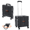 VEVOR Foldable Utility Cart, 110 lbs Load Capacity, Folding Portable Rolling Crate Handcart with Heavy Duty Telescoping Handle and 4 Rotate Wheels for Travel Shopping Moving Luggage Office Use, Black
