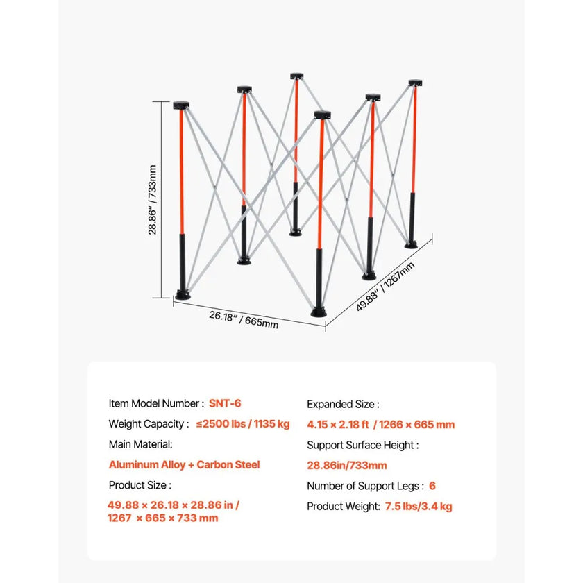 VEVOR Portable Folding Workstand 4.15 x 2.18 ft Collapsible Work Stand 2500 lbs
