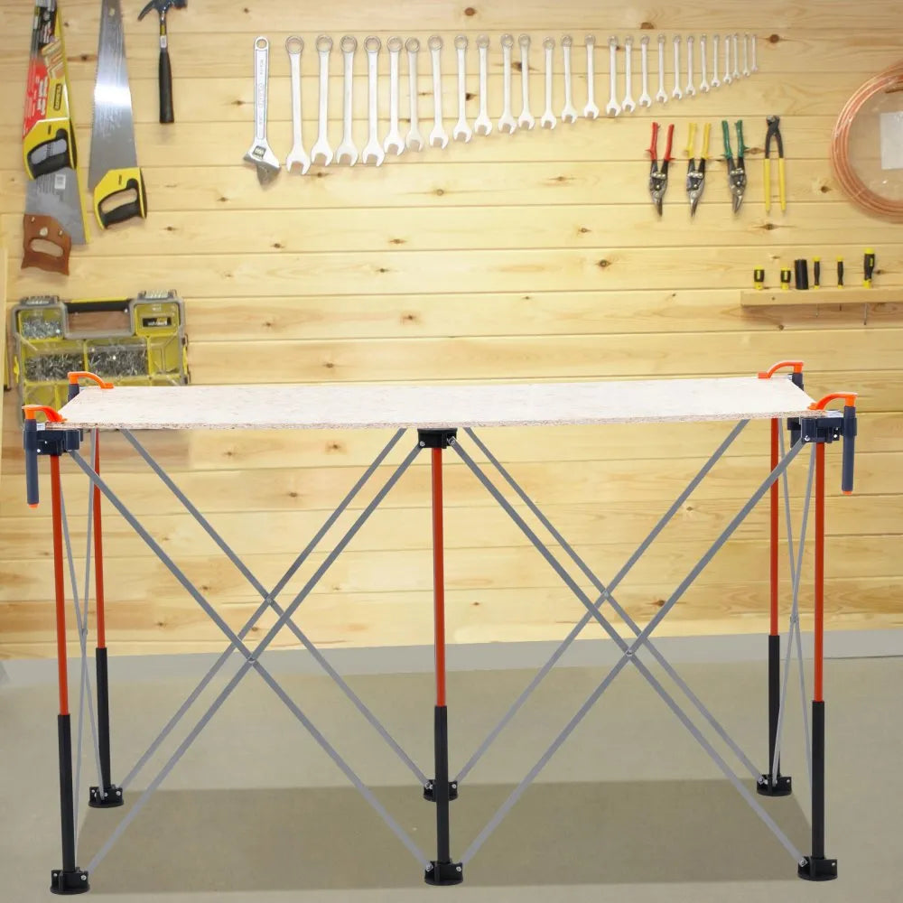 VEVOR Portable Folding Workstand 4.16 x 2.18 ft Collapsible Work Stand 2500 lbs