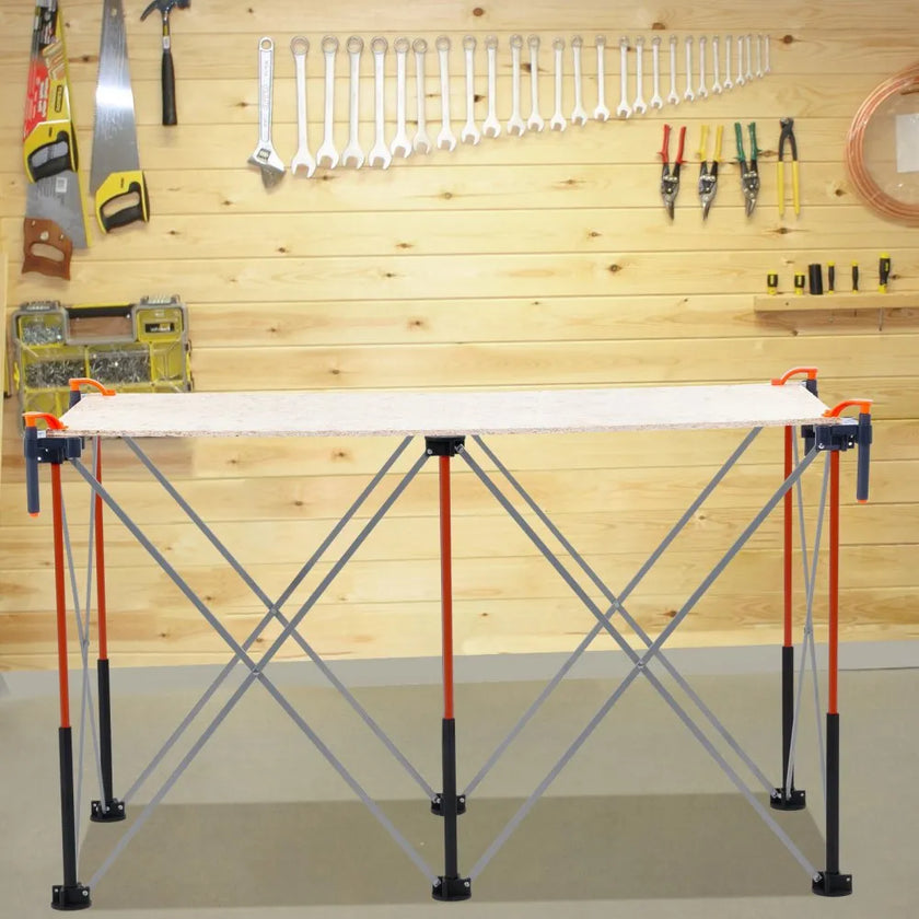 VEVOR Portable Folding Workstand 4.16 x 2.18 ft Collapsible Work Stand 2500 lbs