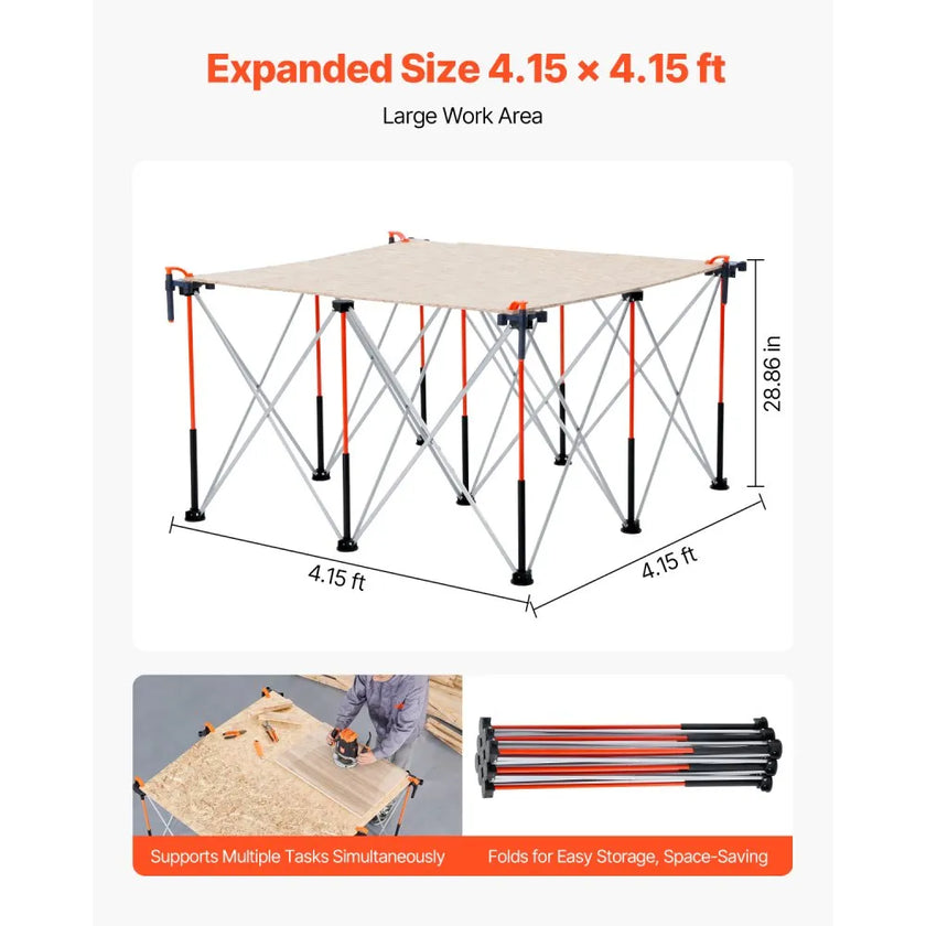 VEVOR Portable Folding Workstand 4.15 x 4.15 ft Collapsible Work Stand 3500 lbs