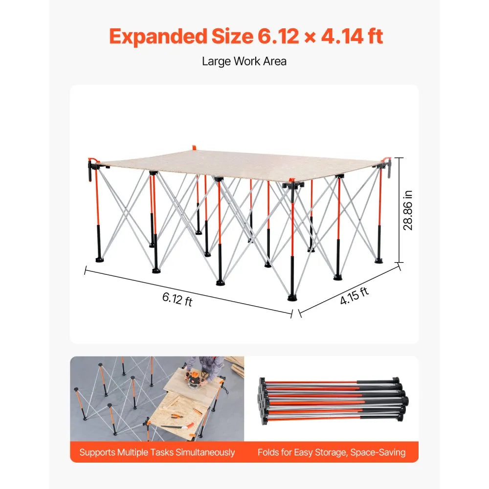 VEVOR Portable Folding Workstand 6.12 x 4.14 ft Collapsible Work Stand 4500 lbs
