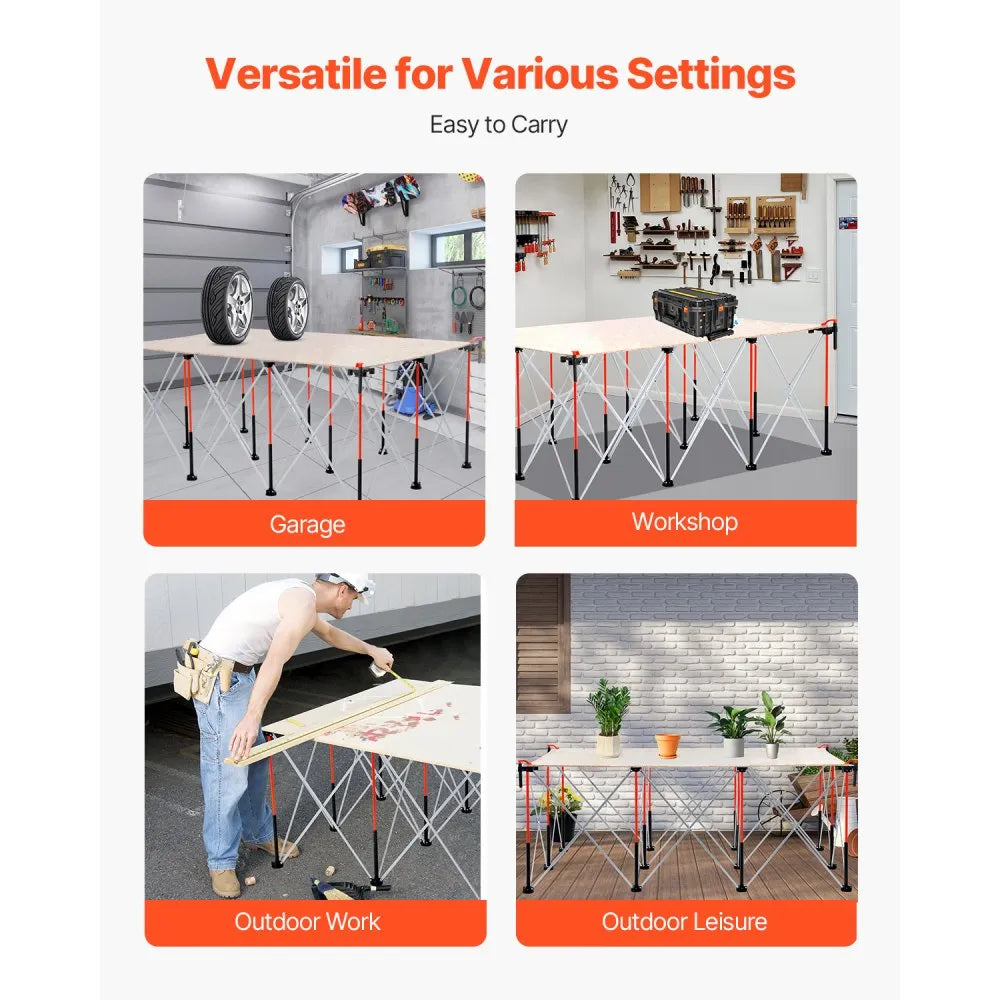 VEVOR Portable Folding Workstand 6.12 x 4.14 ft Collapsible Work Stand 4500 lbs