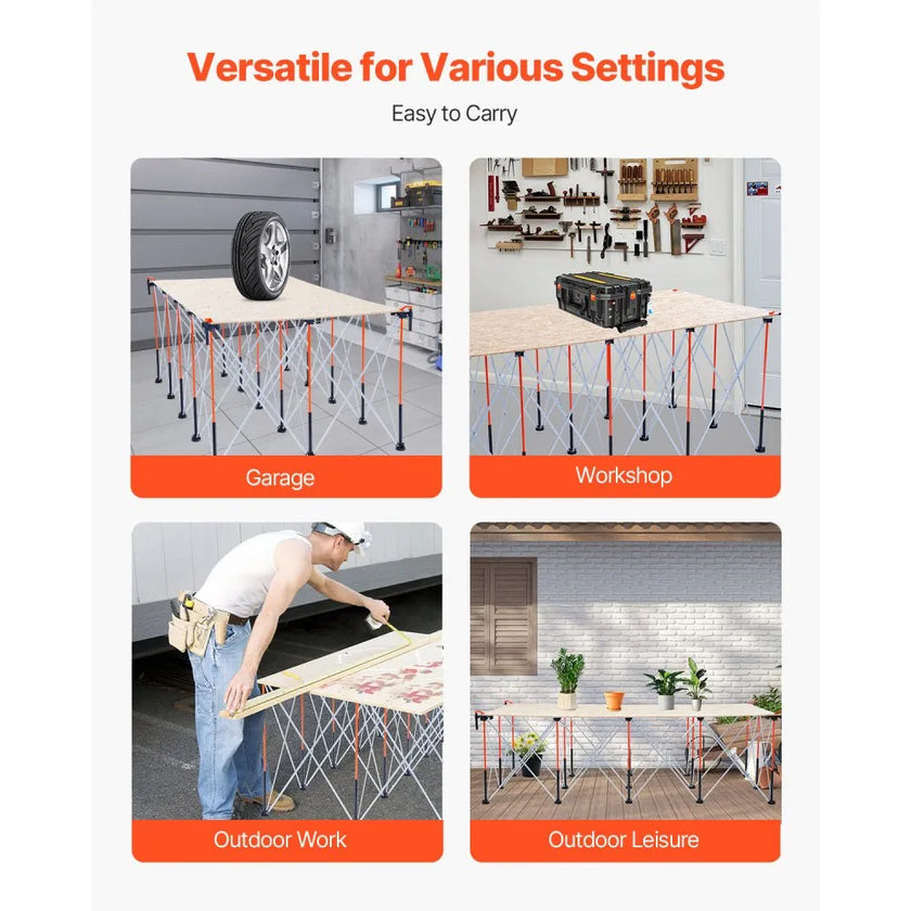 VEVOR Portable Folding Workstand 8.02 x 4.12 ft Collapsible Work Stand 6000 lbs