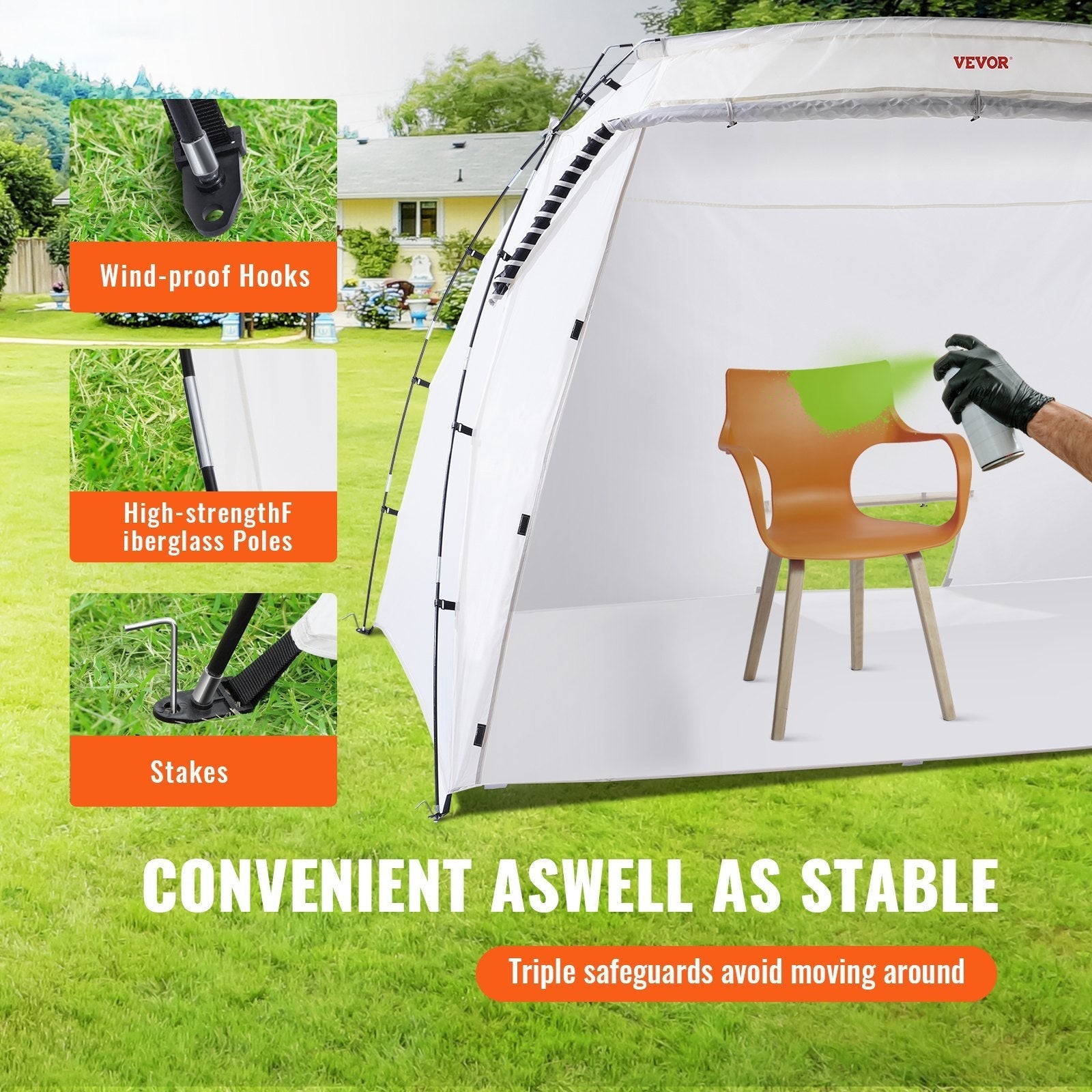 VEVOR Spray Paint Shelter, 10x7x6ft Portable Spray Paint Tent with Built-In Floor & Mesh Screen, Foldable Pop Up Paint Booth for Furniture Large DIY Hobby Tool Painting Station