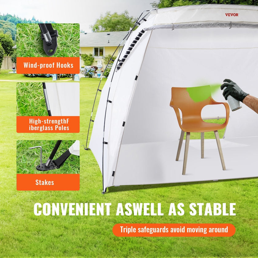 VEVOR Spray Paint Shelter, 10x7x6ft Portable Spray Paint Tent with Built-In Floor & Mesh Screen, Foldable Pop Up Paint Booth for Furniture Large DIY Hobby Tool Painting Station