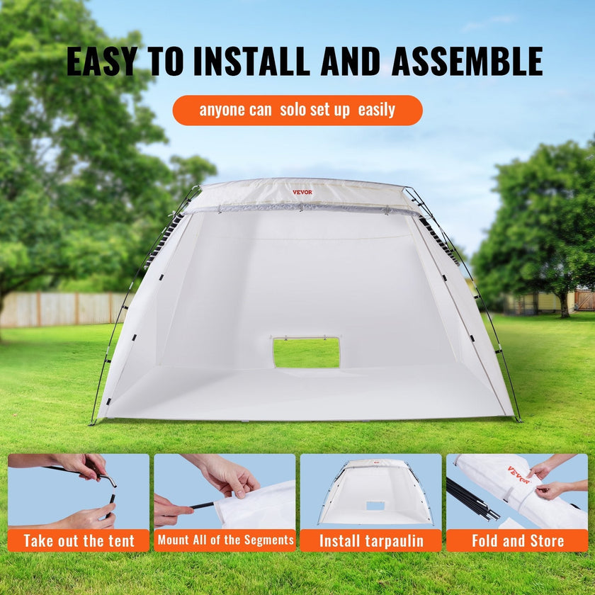 VEVOR Spray Paint Shelter, 10x7x6ft Portable Spray Paint Tent with Built-In Floor & Mesh Screen, Foldable Pop Up Paint Booth for Furniture Large DIY Hobby Tool Painting Station