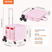 VEVOR Foldable Cart with Stair Climbing Wheels Collapsible Rolling Crate 65L