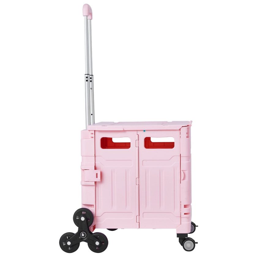 VEVOR Foldable Cart with Stair Climbing Wheels Collapsible Rolling Crate 65L