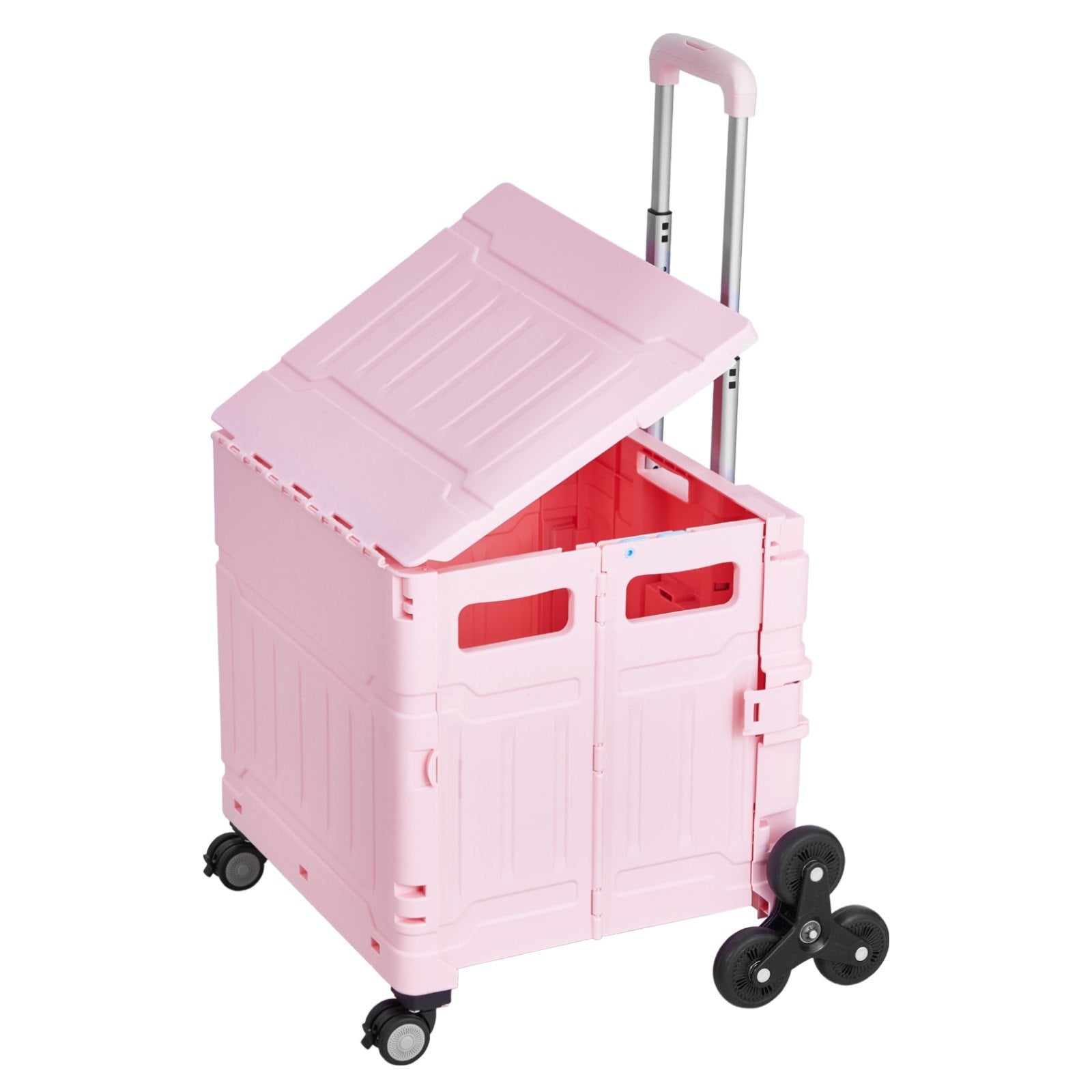 VEVOR Foldable Cart with Stair Climbing Wheels Collapsible Rolling Crate 65L