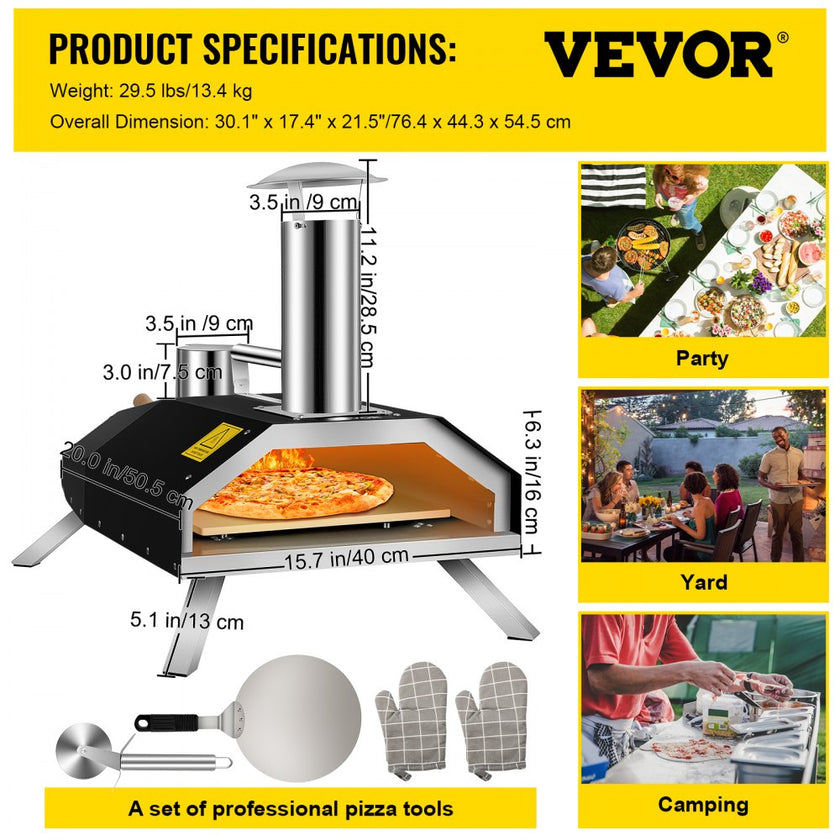 VEVOR Portable Pizza Oven, 12\