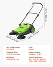 Walk-Behind Hand Push Floor Sweeper, Non-Electric Manual Floor Sweeper with 25.6