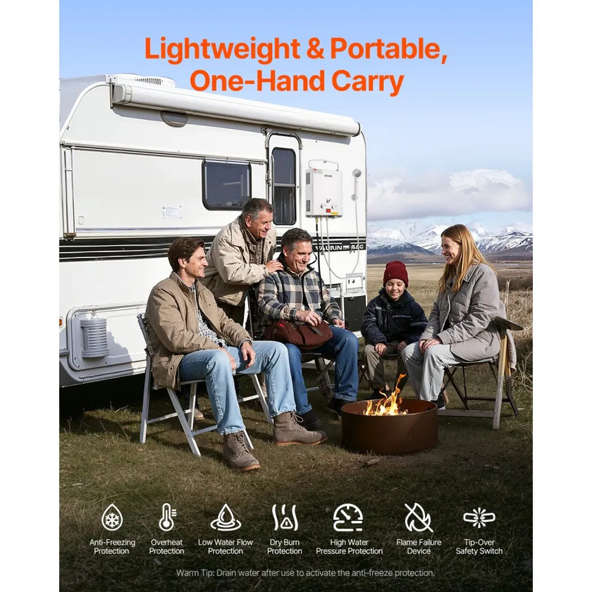 VEVOR Portable Propane Water Heater 5L Tankless with Accessory Regulator