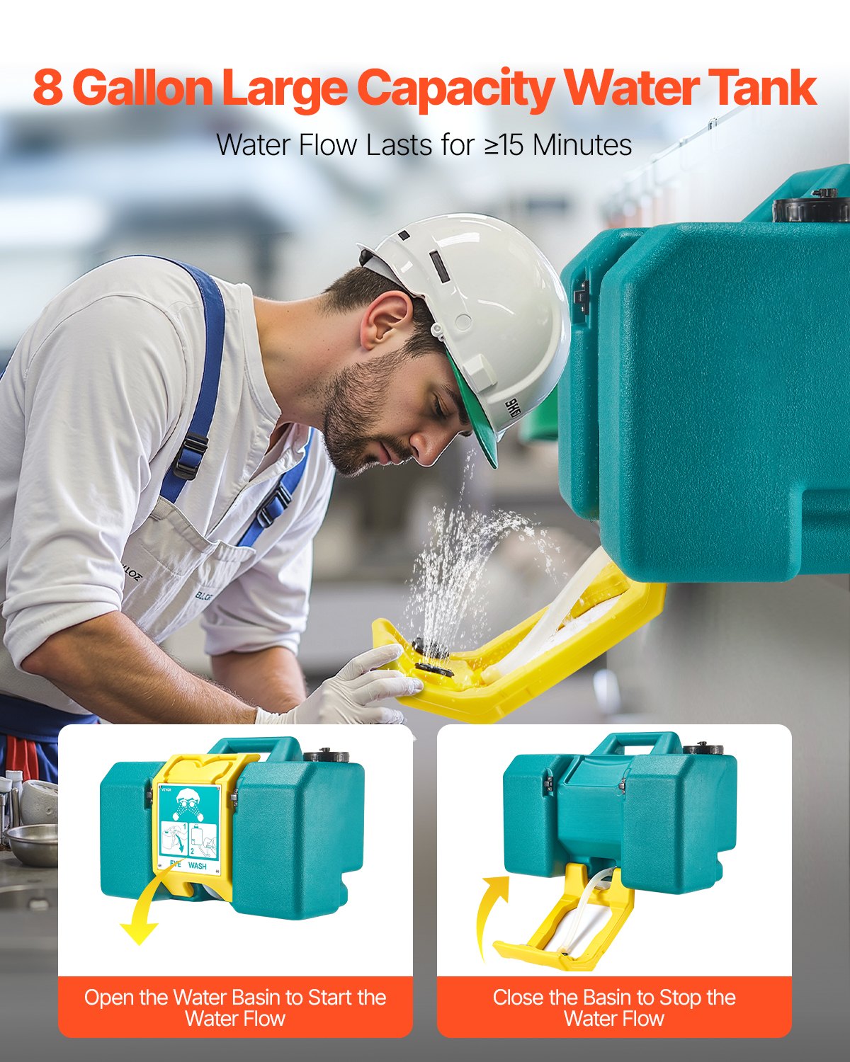 VEVOR Portable Eye Wash Station 8-Gallon OSHA-Approved Emergency Eyewash Station
