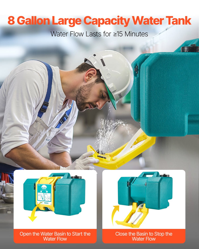 VEVOR Portable Eye Wash Station 8-Gallon OSHA-Approved Emergency Eyewash Station