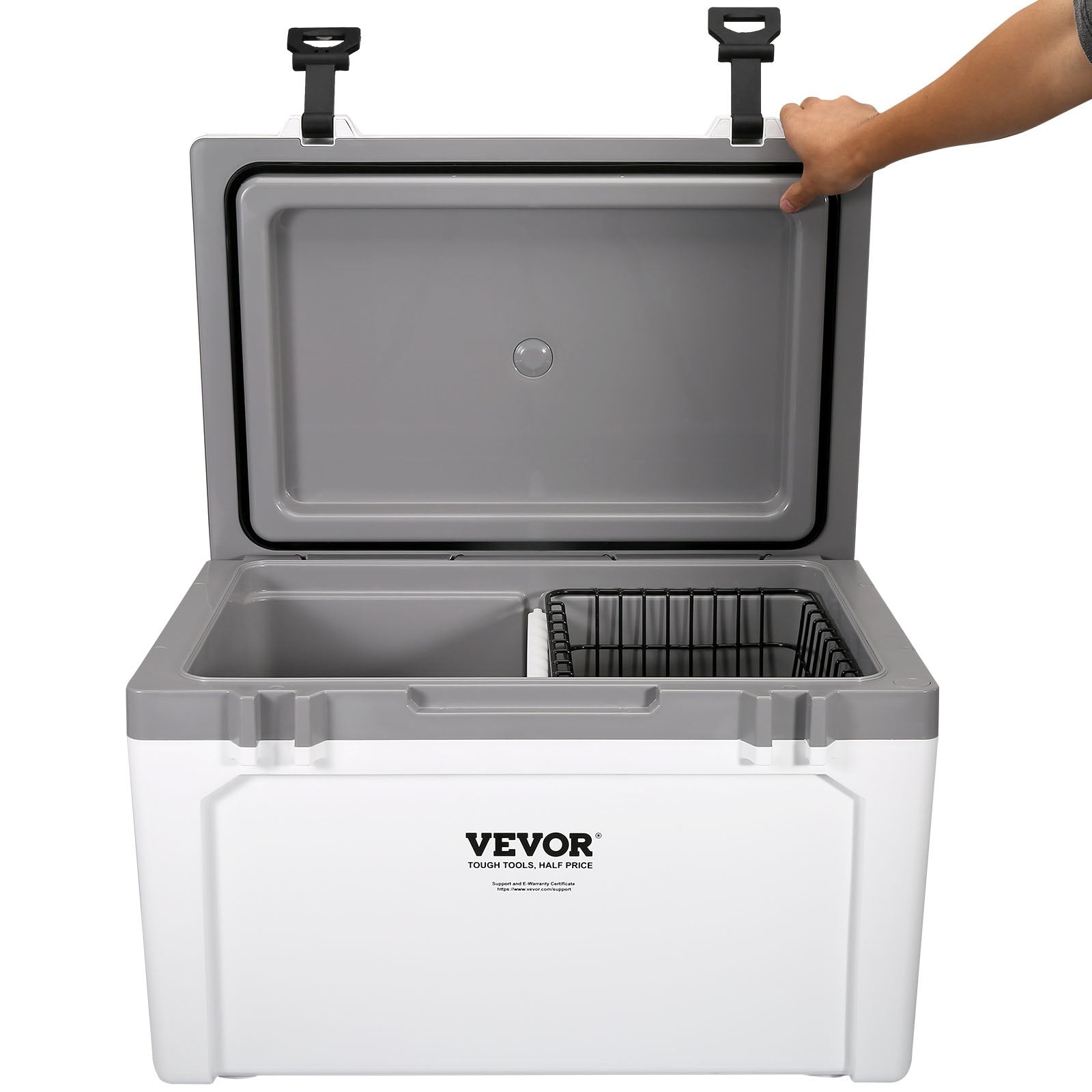 VEVOR Insulated Portable Cooler, 52 qt, Holds 50 Cans, Ice Retention Hard Cooler with Heavy Duty Handle, Ice Chest Lunch Box for Camping, Beach, Picnic, Travel, Outdoor, Keeps Ice for up to 6 Days