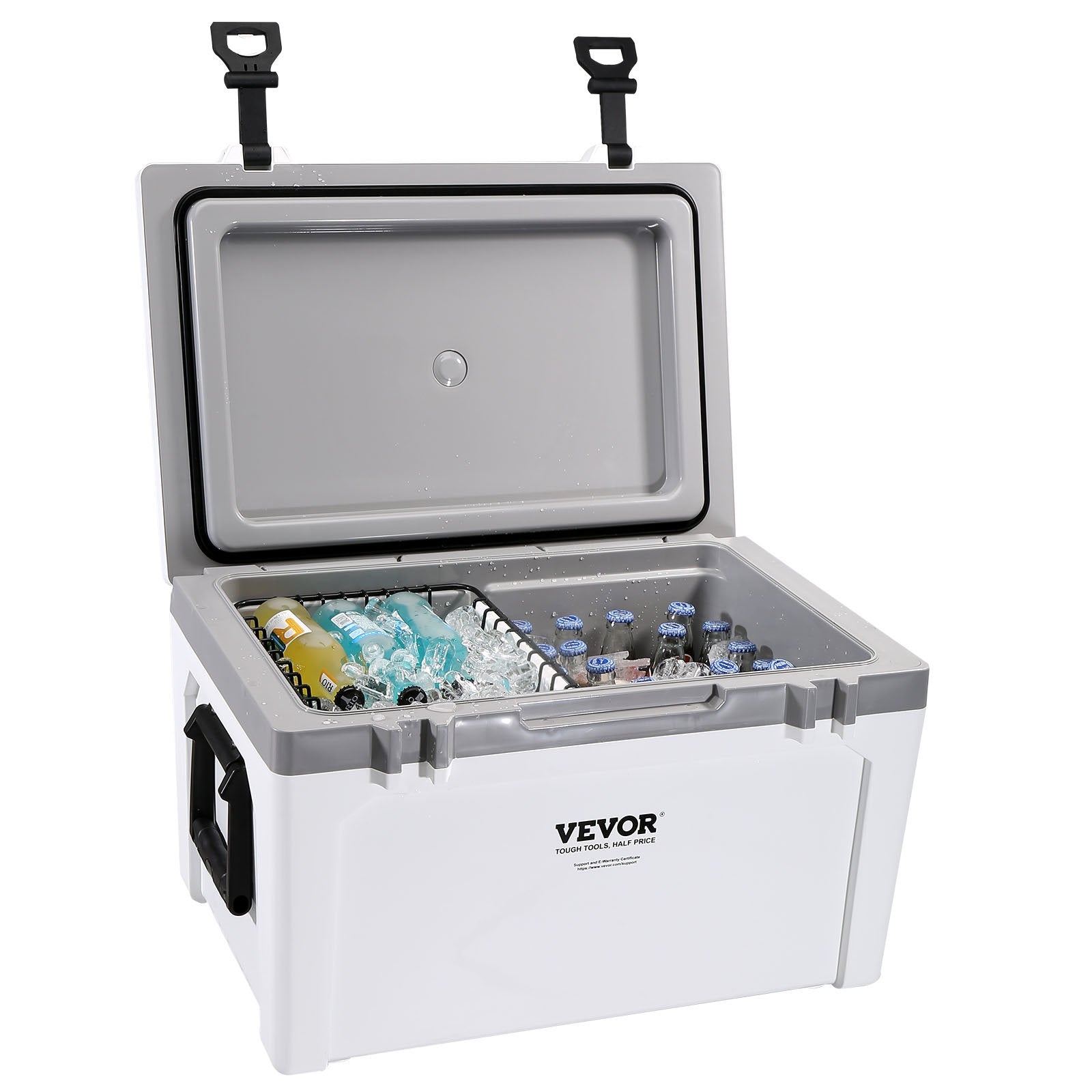 VEVOR Insulated Portable Cooler, 52 qt, Holds 50 Cans, Ice Retention Hard Cooler with Heavy Duty Handle, Ice Chest Lunch Box for Camping, Beach, Picnic, Travel, Outdoor, Keeps Ice for up to 6 Days