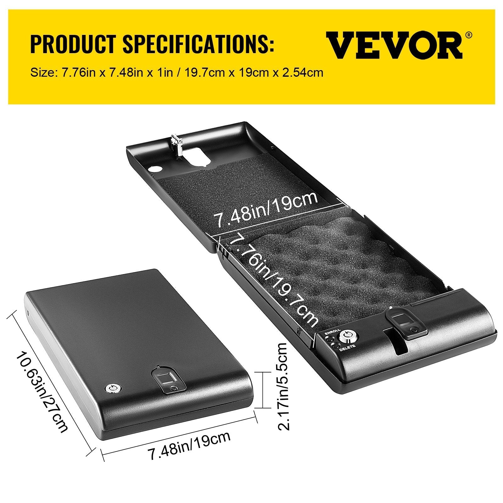 VEVOR Gun Safe for Pistols Small Handgun Lock Box with Combination Lock Portable Safe Box Handgun Security Quick Access for Car, Home, Travel, Office