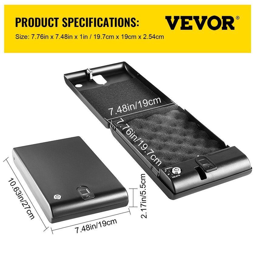 VEVOR Gun Safe for Pistols Small Handgun Lock Box with Combination Lock Portable Safe Box Handgun Security Quick Access for Car, Home, Travel, Office