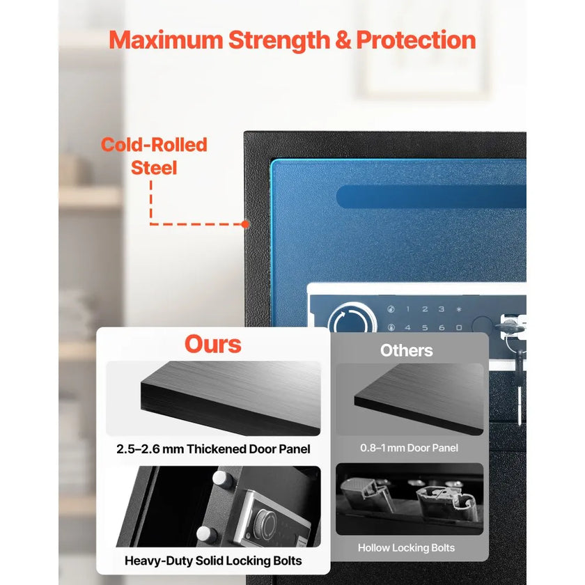 Double Door Home Safe, 3.3 Cu. Ft. Electronic Security Safe with Digital Keypad, Drop Slot & Backup Keys