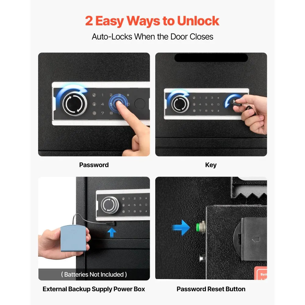 Double Door Home Safe, 3.3 Cu. Ft. Electronic Security Safe with Digital Keypad, Drop Slot & Backup Keys
