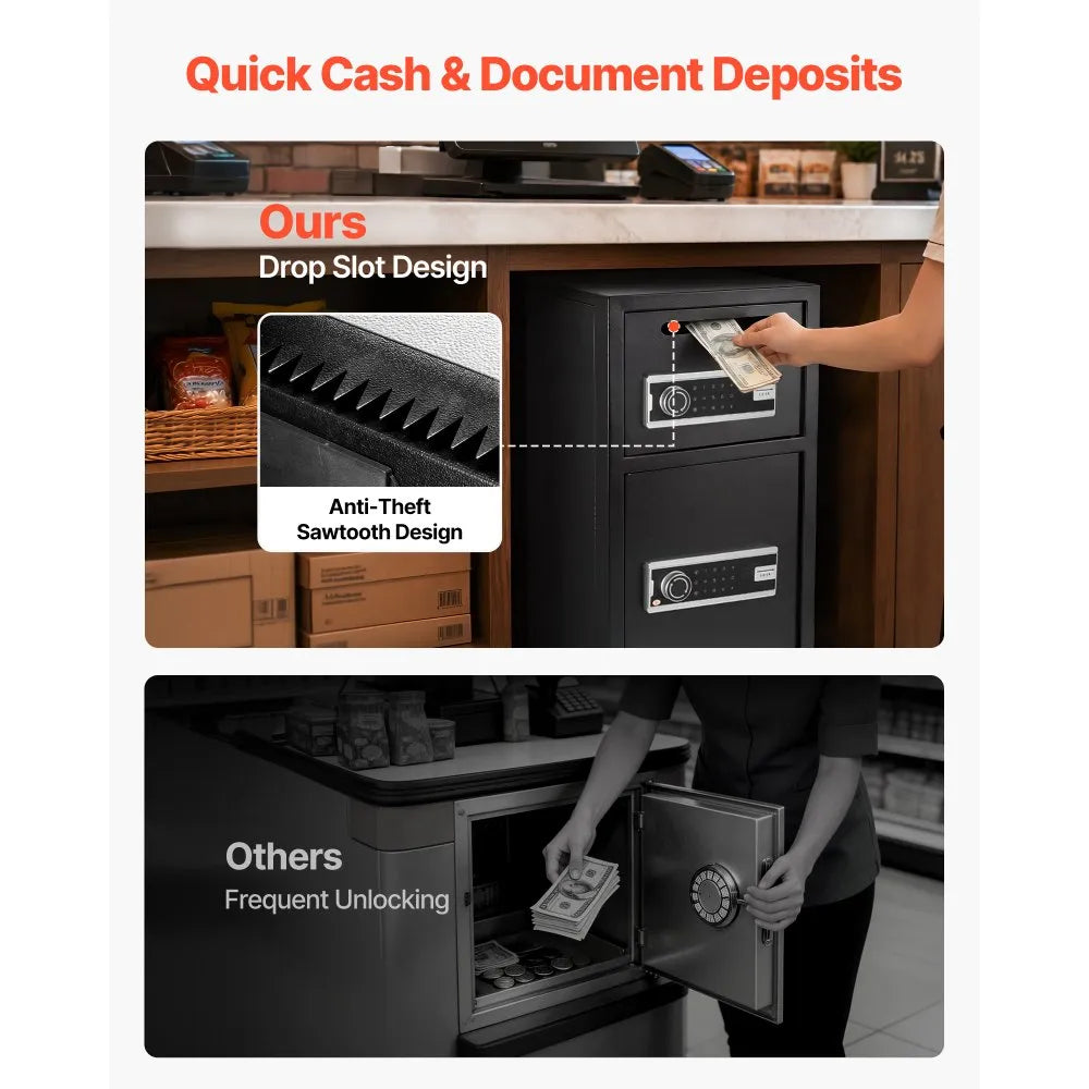 Double Door Home Safe, 3.3 Cu. Ft. Electronic Security Safe with Digital Keypad, Drop Slot & Backup Keys