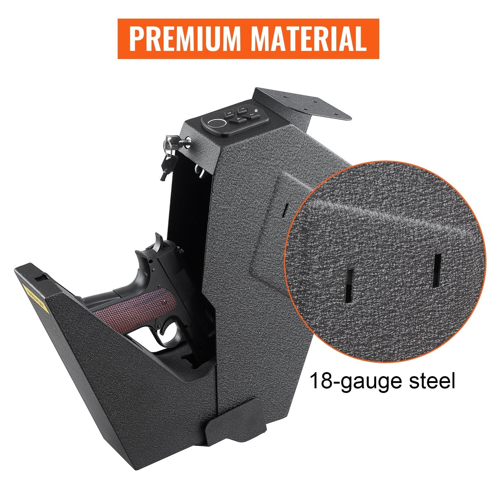 VEVOR Handgun Safe Box Fingerprint Pistol Gun Safes Gun Storage Case Handgun Holder Quick Access Security Lock Key Vault?OS580SE?