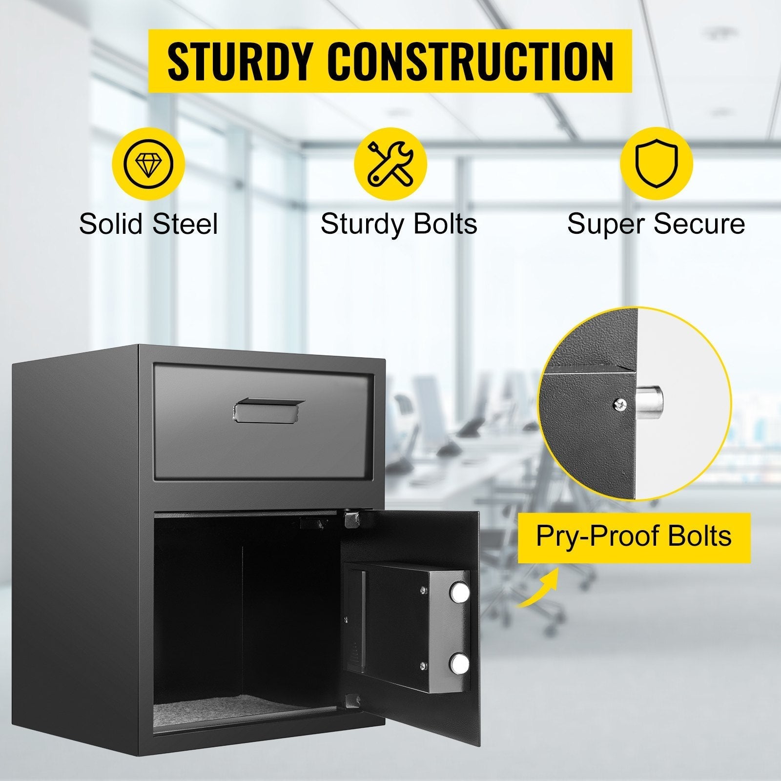 Vevor Digital Depository Safe Drop Safe Carbon Steel 2 Keys Safe With Drop Slot