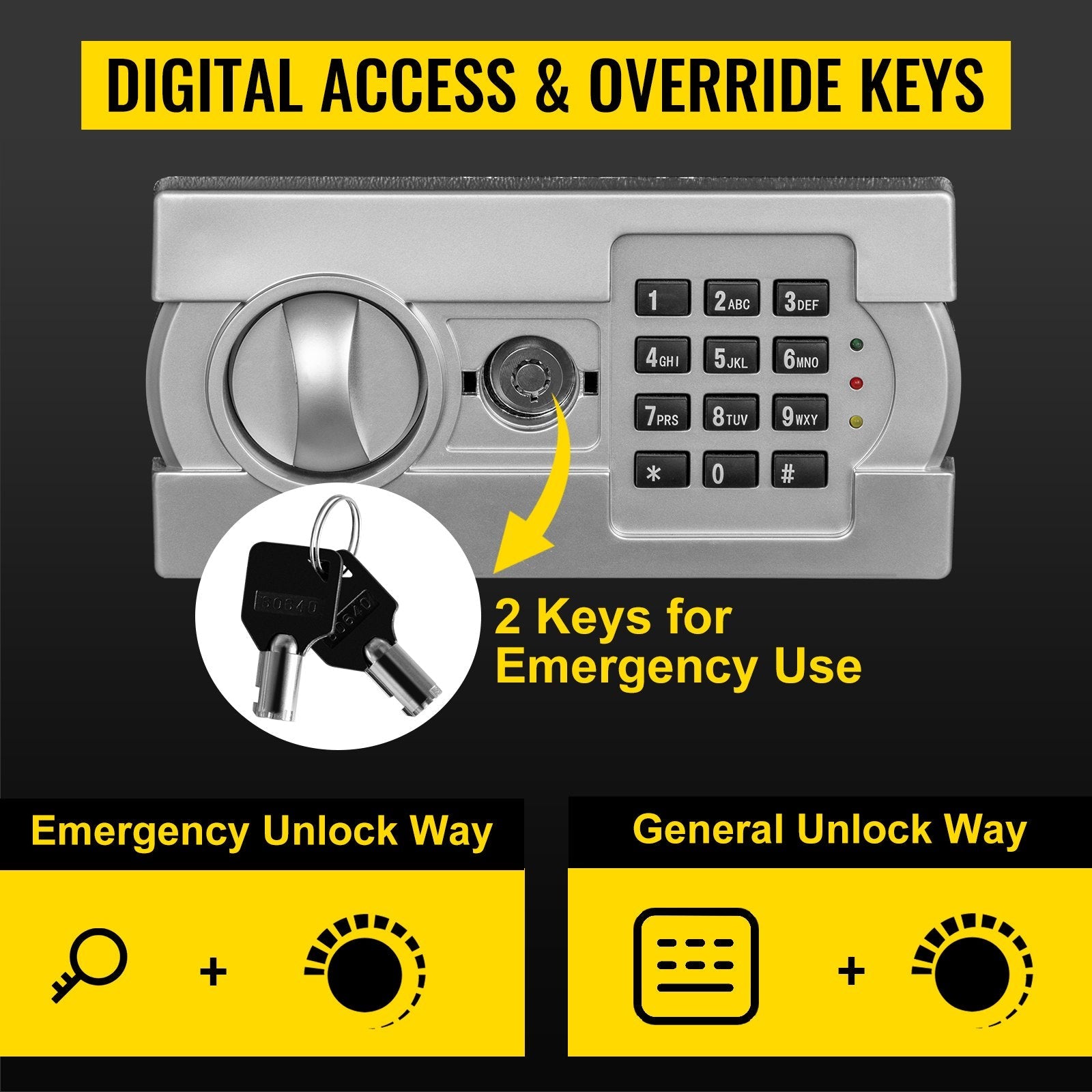 Vevor Digital Depository Safe Drop Safe Carbon Steel 2 Keys Safe With Drop Slot