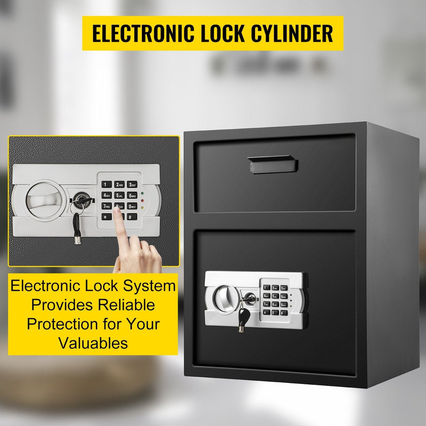 Vevor Digital Depository Safe Drop Safe Carbon Steel 2 Keys Safe With Drop Slot