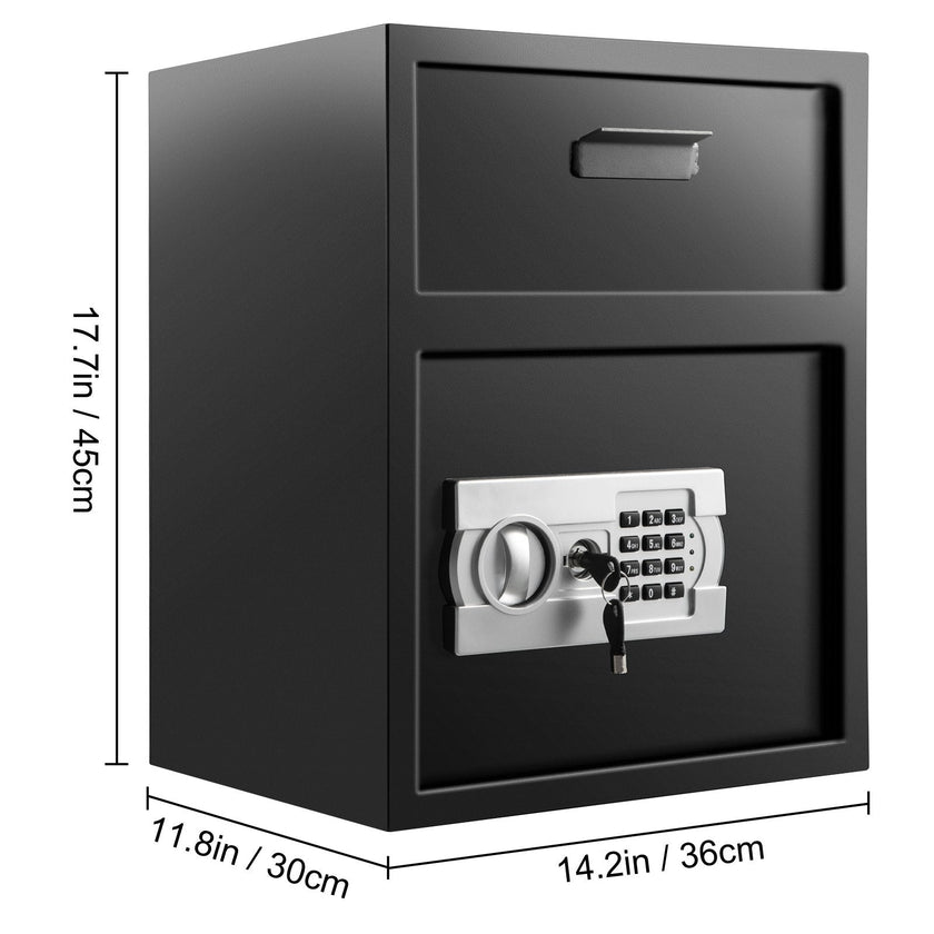 Vevor Digital Depository Safe Drop Safe Carbon Steel 2 Keys Safe With Drop Slot