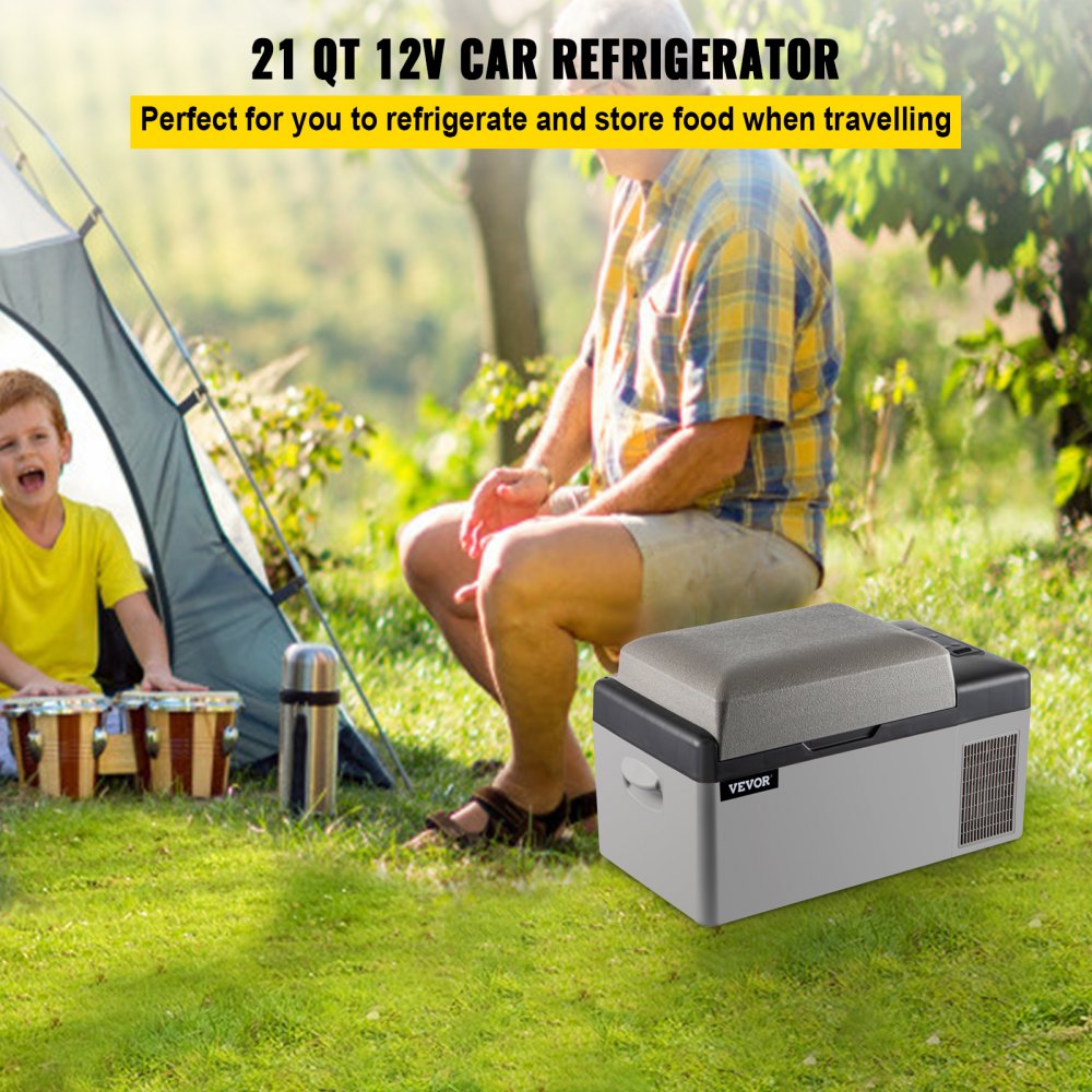 VEVOR Portable Refrigerator 21 Quart(20 Liter),12 Volt Refrigerator App Control(-4?~68?), Car Refrigerator Electric Compressor Cooler with 12/24v DC & 110-240v AC for Camping, Travel, Fishing, Outdoor