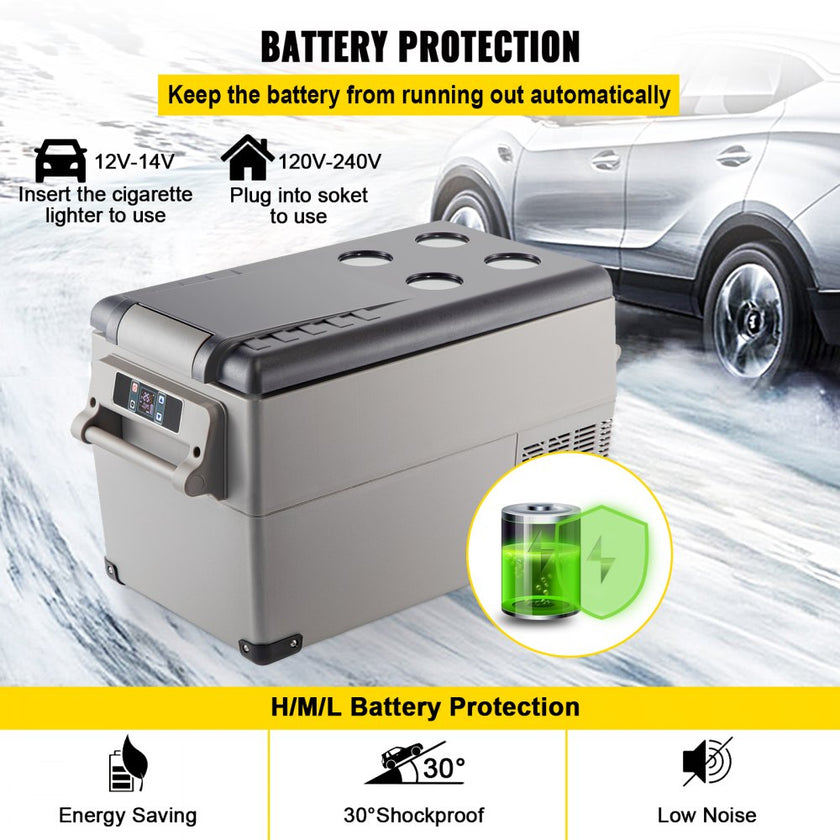 VEVOR Portable Refrigerator 37 Quart(35 Liter),12 Volt Refrigerator App Control(-4?~68?), Car Refrigerator Dual Zone with 12/24v DC & 110-240v AC for Camping, Travel, Fishing, Outdoor or Home Use