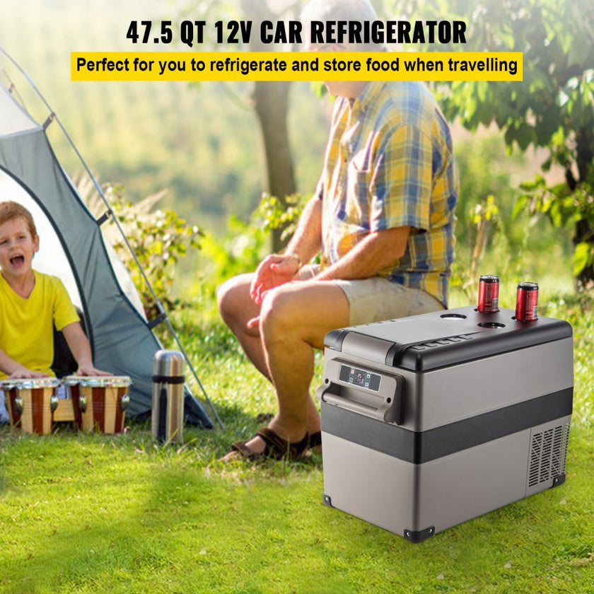 VEVOR 12 Volt Refrigerator 45L(48qt) Fast Cooling Portable Freezer with App Control(-4?~68?) Car Fridge with 12/24v DC & 110-240v AC for Travel, Camping and Home Use, 48 Quart, Black