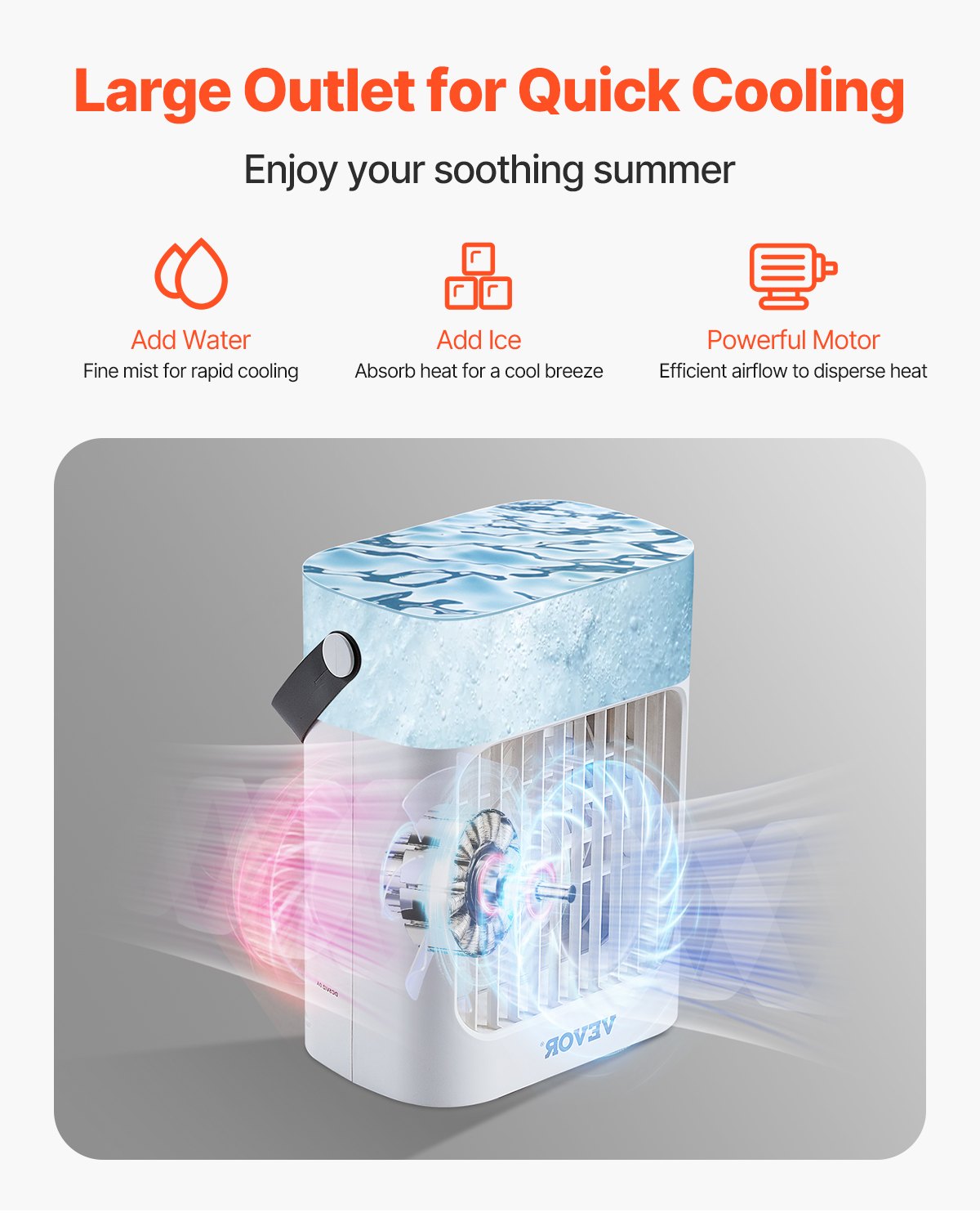 VEVOR Portable Air Conditioner 4-in-1 Evaporative Air Cooler 700ml Water Tank