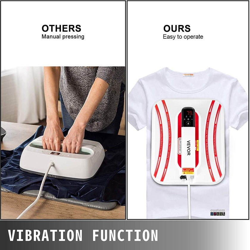 VEVOR Heat Press 10 x 10 Inch Easy Press 4 in 1 800W Red Portable Easy Mini Press Heat Double-Tube Heating Press Machine Mini Press DIY Mugs, Caps, T-Shirts and Plates with Sensitive Touch Screen