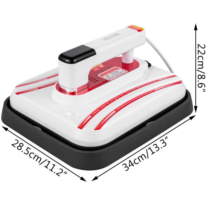 VEVOR Heat Press 12 x 10 Inch Easy Press 800W 4 in 1 Red Portable Easy Mini Press Vibration Function Press Machine Double-Tube Heating Mini Press for Mugs & Caps with Highly-Sensitive Touch Screen