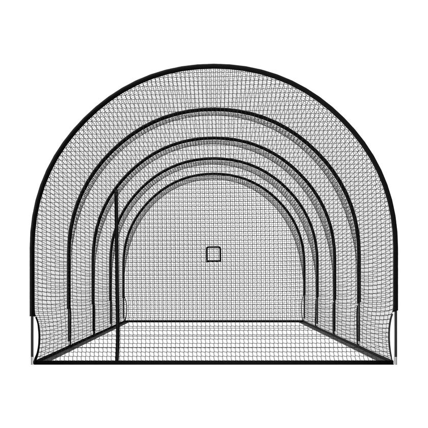 Baseball Batting Cage – 40 x 12 x 10 FT Freestanding Portable Hitting Cage with 4-Ply Knotless Polyester Net & Pitching Machine Opening