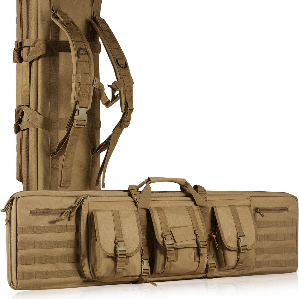 VEVOR Rifle Bag, 36 inch Tactical Double Long Gun Bag, Soft Rifle Case with Lockable Zipper, Portable Handle & Shoulder Strap, 3 Large Storage Pockets Rifle Case for Two 34
