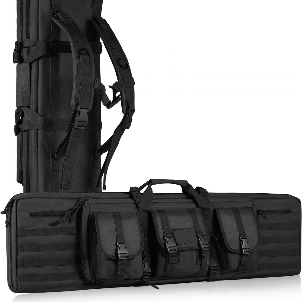 VEVOR Rifle Bag, 42 inch Tactical Double Long Gun Bag, Soft Rifle Case with Lockable Zipper, Portable Handle & Shoulder Strap, 3 Large Storage Pockets Rifle Case for Two 40