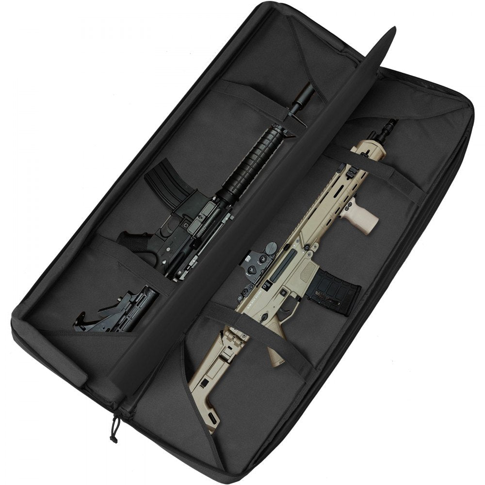 VEVOR Rifle Bag, 42 inch Tactical Double Long Gun Bag, Soft Rifle Case with Lockable Zipper, Portable Handle & Shoulder Strap, 3 Large Storage Pockets Rifle Case for Two 40