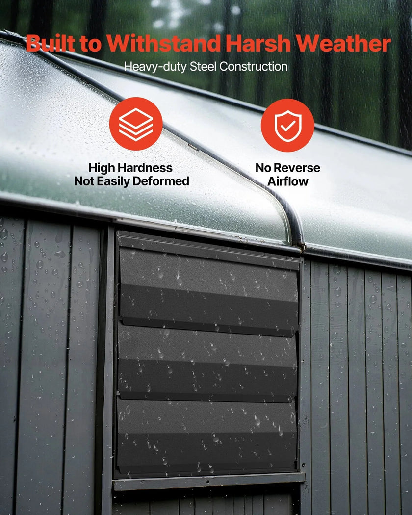 VEVOR 12 inch Shutter Exhaust Fan, Wall Mounted Attic Vent Fan with Smart Programming Variable Speed Temperature Control, 1500 CFM,EC Motor,Timer, for Shed,Garage,Greenhouse Ventilation Cooling,Black