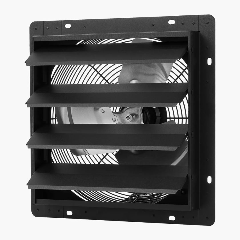 VEVOR 14 inch Shutter Exhaust Fan, Wall Mounted Attic Vent Fan with Smart Programming Variable Speed Temperature Control, 2000 CFM,EC Motor,Timer, for Shed,Garage,Greenhouse Ventilation Cooling,Black