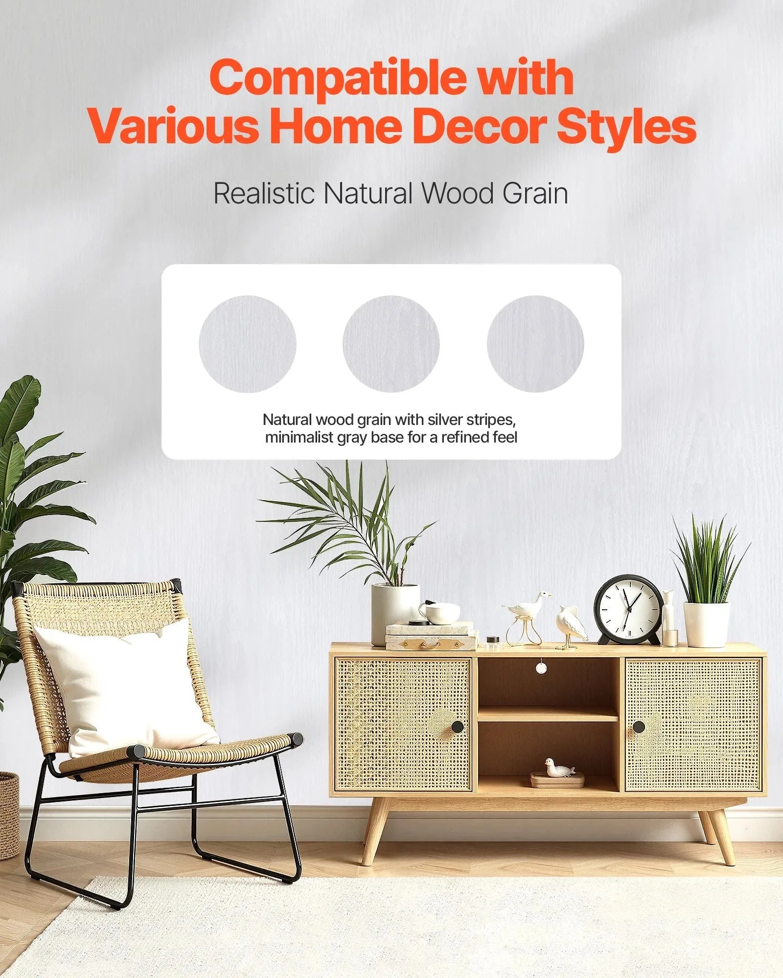 VEVOR Peel and Stick Wallpaper, 17.7 x 393.7 inch Contact Paper White Wood Grain Waterpoof Self Adhesive, Easy to Clean & Peel Wall Decorative Vinyl Roll for Bedroom Kitchen Bathroom Desk Office