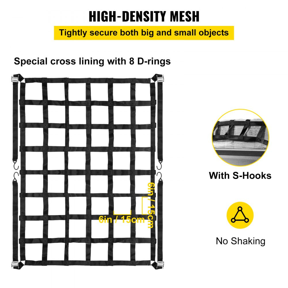 VEVOR 3.5'x 4.1' Cargo Net with S-Hooks, Truck Bed Cargo Net Heavy Duty Cargo Nets Capacity 1100LBS for Pickup Trucks (42
